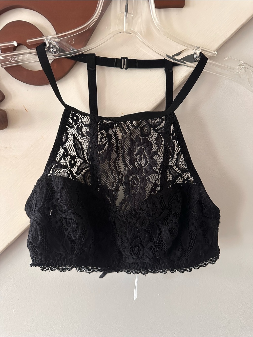 Francesca's Collections Black Lace High-Neck Bralette